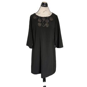 Phoebe Couture Womens Dress Size 10 Shift Black 3D Textured Retro glam Retro